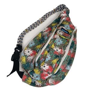 KAVU Rope Sling Bag Backpack Floral Flowers Multicolor Pockets Daisy Crossbody